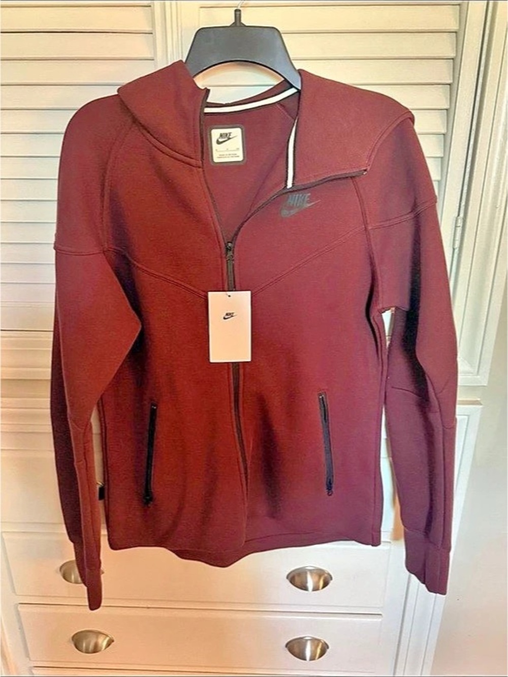 Nike Sportswear Tech Fleece Full-Zip Hoodie Women's Burgundy Hooded Jacket Size